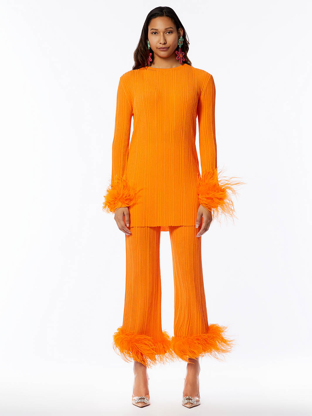 Sunset Glamour Ostrich Feather Pants - Laced Array