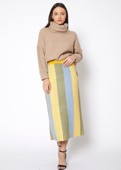 Multi Stripe Knit Midi Skirt - Laced Array