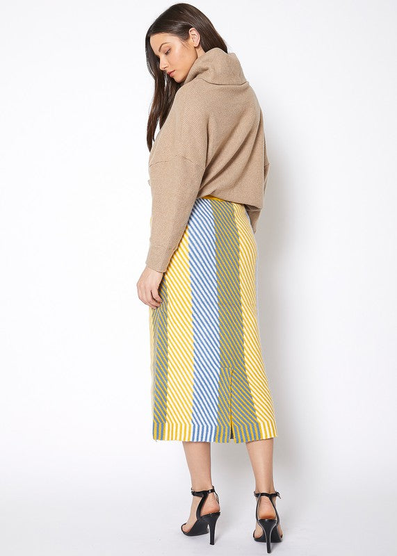 Multi Stripe Knit Midi Skirt - Laced Array