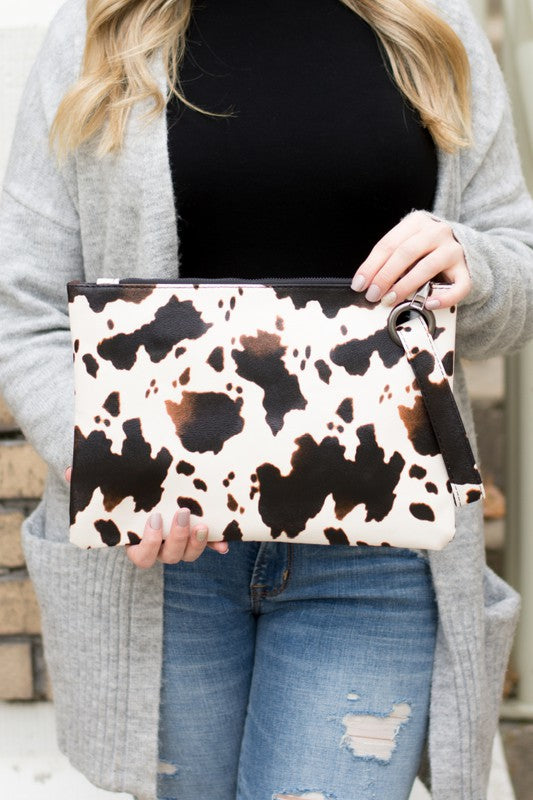 Cow Print Oversized Everyday Clutch - Laced Array