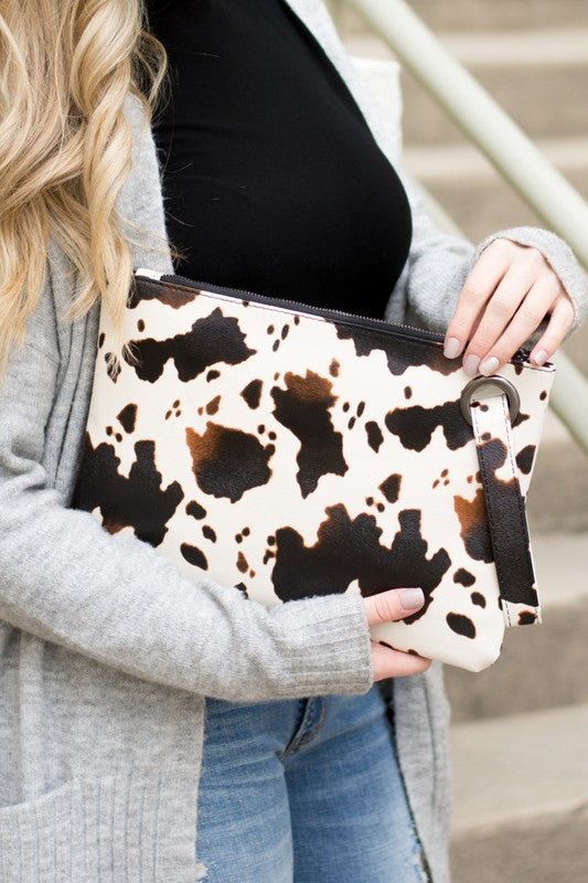 Cow Print Oversized Everyday Clutch - Laced Array