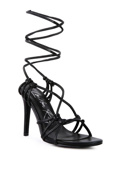 TRIXY KNOT LACE UP HIGH HEELED SANDAL - Laced Array