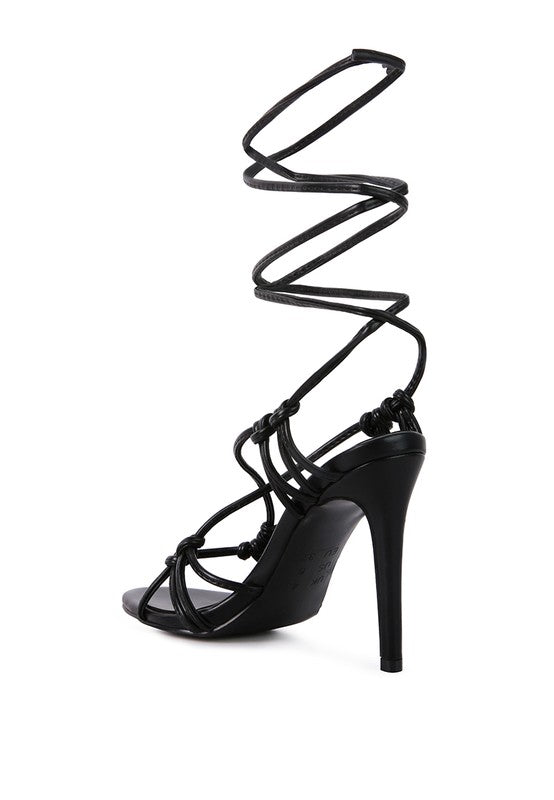 TRIXY KNOT LACE UP HIGH HEELED SANDAL - Laced Array