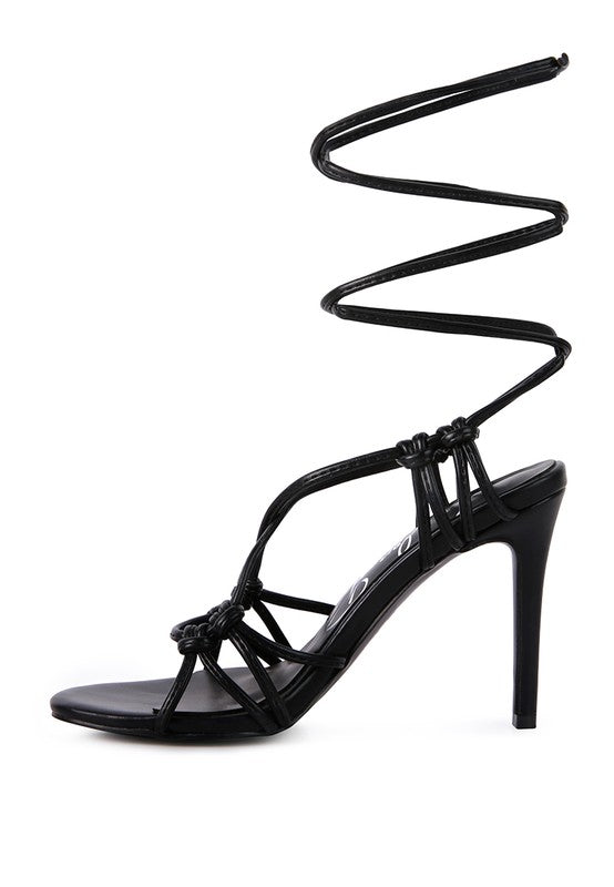 TRIXY KNOT LACE UP HIGH HEELED SANDAL - Laced Array