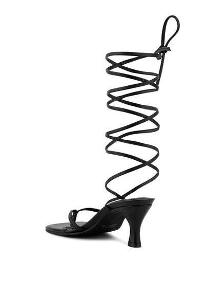 Dorita Kitten Heel Lace Up Sandal - Laced Array