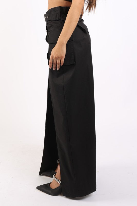 Asymmetric Pockets Detailed Maxi Skirt - Laced Array