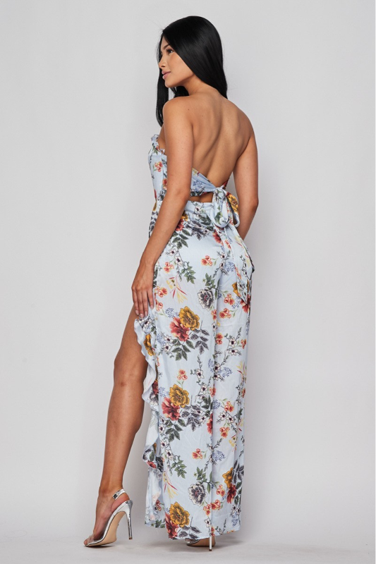 Delicate Floral Strapless Dress - Laced Array