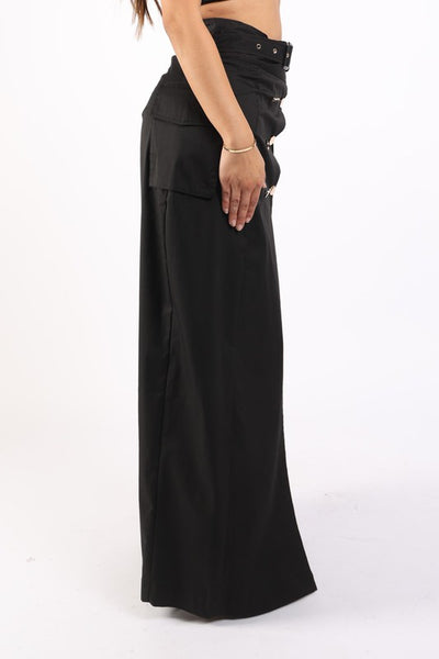 Asymmetric Pockets Detailed Maxi Skirt - Laced Array