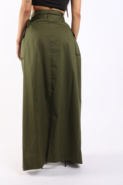 Asymmetric Pockets Detailed Maxi Skirt - Laced Array